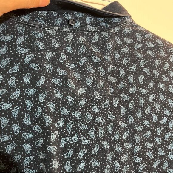 Men’s Ben Sherman Polo Collared Navy Blue Paisley Print Shirt SZ L 100% Cottton - Picture 7 of 7